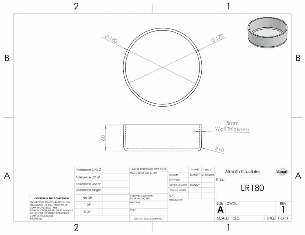 miniatura del crogiolo OD180 LR